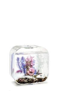biOrb Life 30 l. gennemsigtig transparent med biOrb dekorationssæt 30 l. pink ocean pink koralrev. Alt i én pakke. 48444